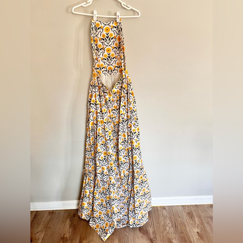 Agua by Agua Bendita Naranja Mimosa Halter Yellow Floral Maxi Dress Size S - Picture 12 of 12
